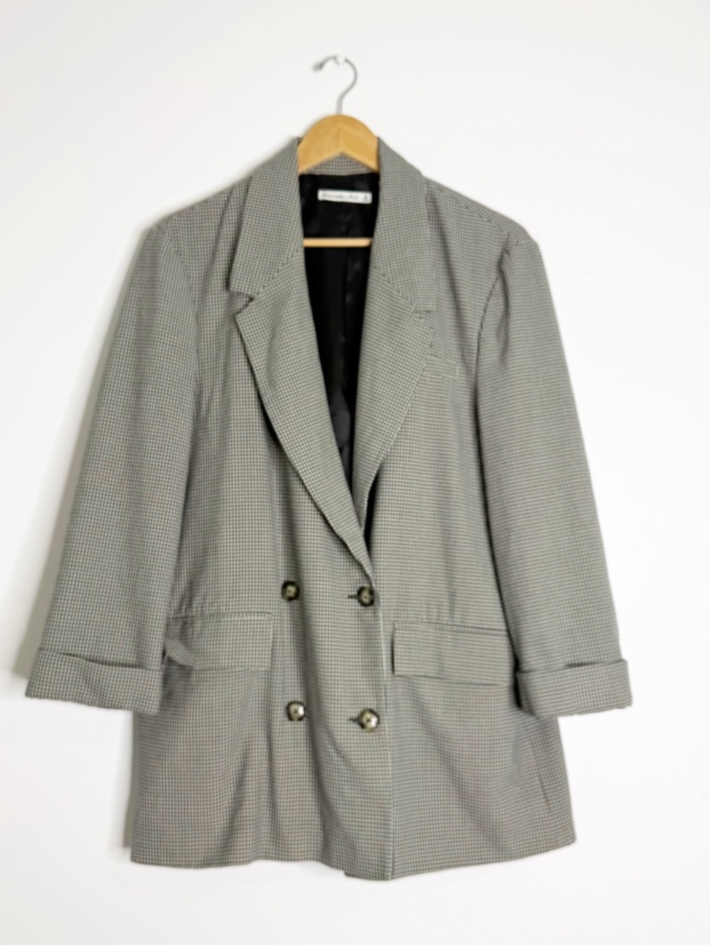 Abercrombie & Fitch Houndstooth Blazer Oversized Double Breasted Medium - Picture 2 of 7
